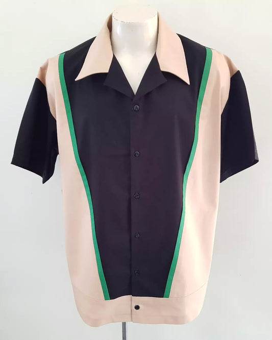 Men’s Vincenzo Lounge Shirt – Black & Tan - Rockabilly Australia Pty Ltd