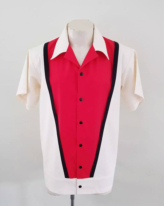 Men’s Vincenzo Lounge Shirt – Cream & Red - Rockabilly Australia Pty Ltd