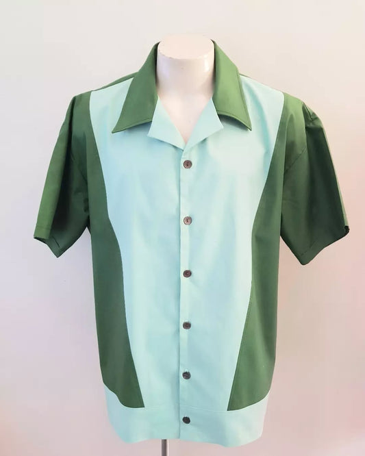 Men’s Vincenzo Lounge Shirt – Leaf Green & Mint - Rockabilly Australia Pty Ltd