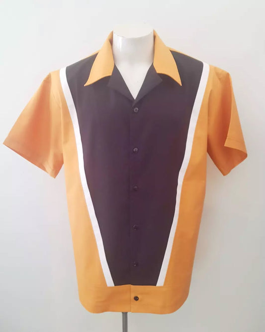 Men’s Vincenzo Lounge Shirt – Mustard & Black - Rockabilly Australia Pty Ltd
