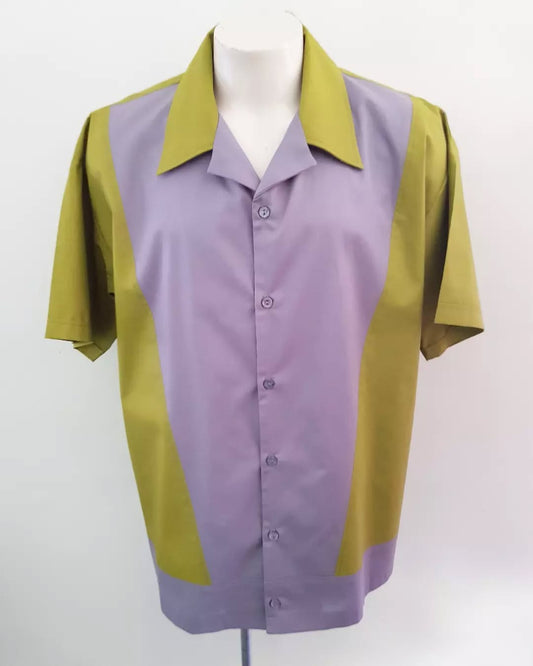 Men’s Vincenzo Lounge Shirt – Olive Green & Mid Grey - Rockabilly Australia Pty Ltd