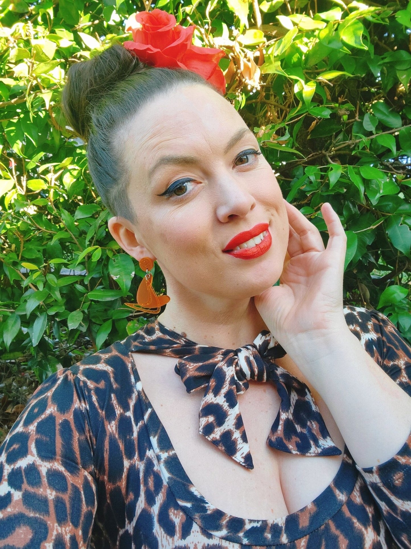Mid Century Modern Boomerang Earrings. Atomic Motifs. 1950’s style Earrings. Atomic Space Age. Retro Style. Orange Sparkle and Frost Acrylic - Rockabilly Australia Pty Ltd