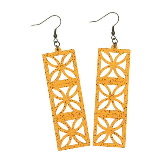 Orange Sparkle Breeze Block Earrings. Flower style Breeze Blocks. Acrylic dangle earrings. MCM Style Earrings. Vintage Palm Springs style. - Rockabilly Australia Pty Ltd