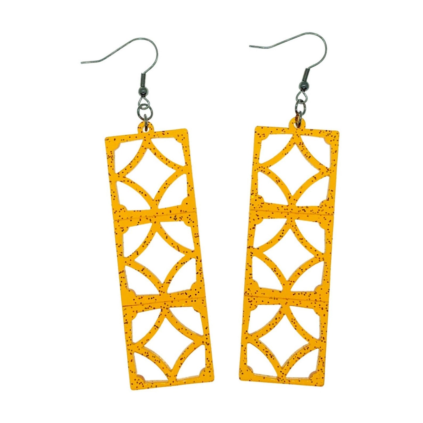 Orange Sparkle Breeze Block Earrings. Star Style Breeze Blocks. Acrylic dangle earrings. MCM Style Earrings. Palm Springs style. 1950’s - Rockabilly Australia Pty Ltd
