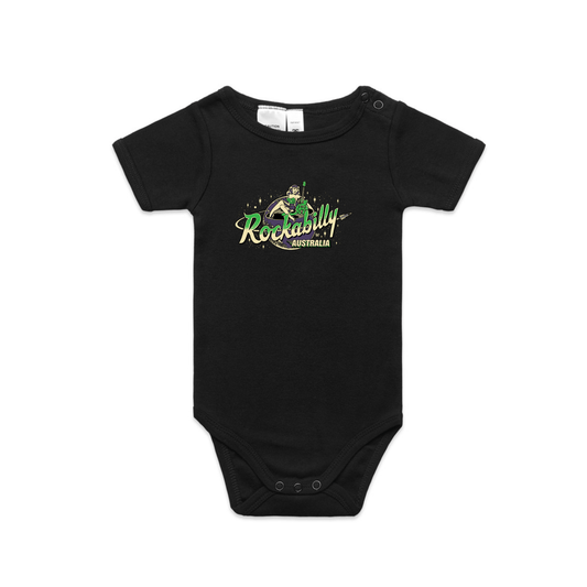 Rockabilly Australia Infant Mini - Me One - Piece with Colour logo Black (3003) - Rockabilly Australia Pty Ltd