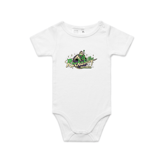 Rockabilly Australia Infant Mini - Me One - Piece with Colour logo White (3003) - Rockabilly Australia Pty Ltd