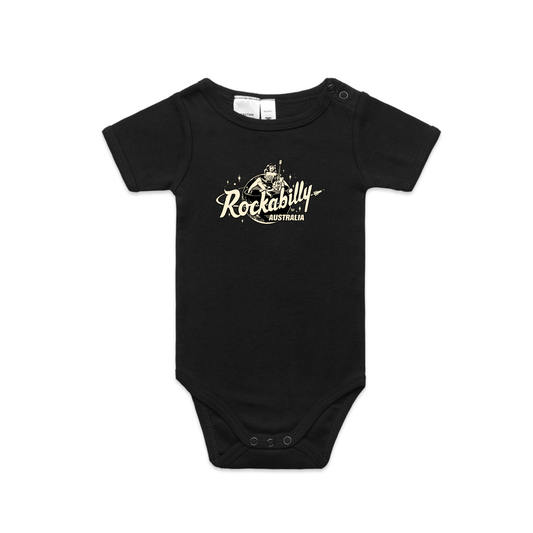 Rockabilly Australia Infant Mini - Me One - Piece with Cream logo Black (3003) - Rockabilly Australia Pty Ltd