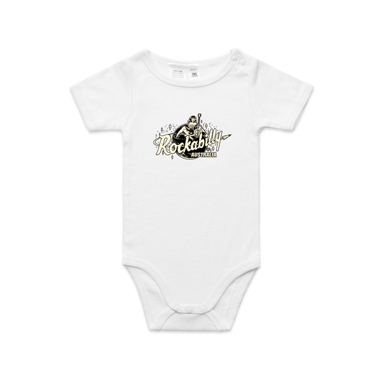 Rockabilly Australia Infant Mini - Me One - Piece with Cream logo White (3003) - Rockabilly Australia Pty Ltd