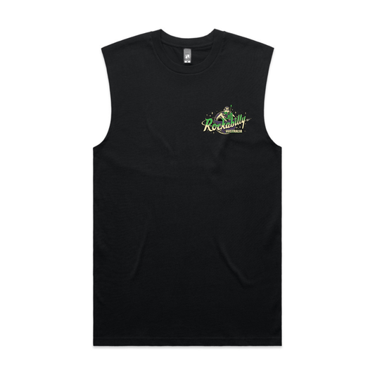Rockabilly Australia Men's Crew Tank Top with Colour Logo in Black (5073) - Rockabilly Australia Pty Ltd
