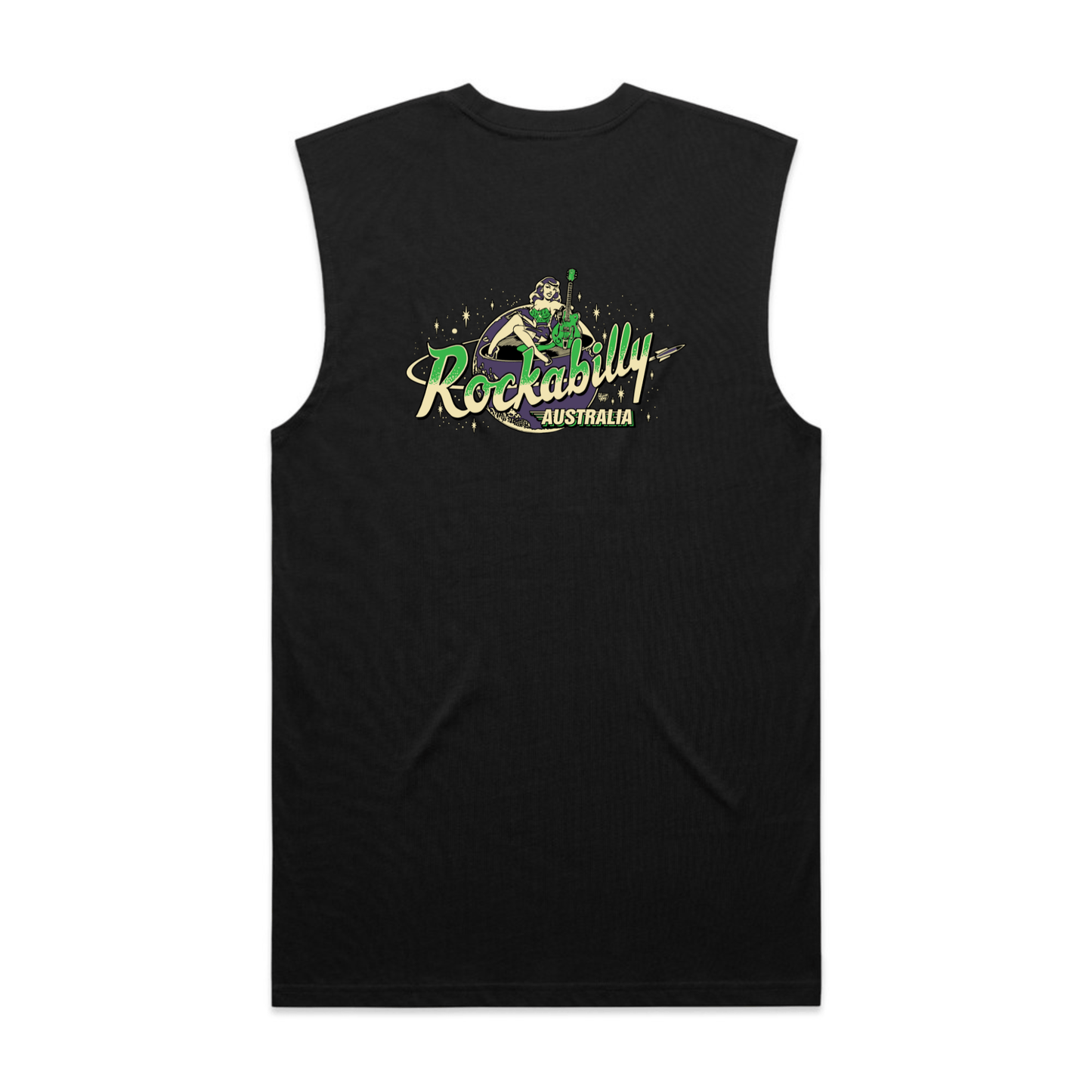 Rockabilly Australia Men's Crew Tank Top with Colour Logo in Black (5073) - Rockabilly Australia Pty Ltd