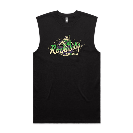 Rockabilly Australia Men's Tank Top with Colour Logo in Black (5073) - Rockabilly Australia Pty Ltd