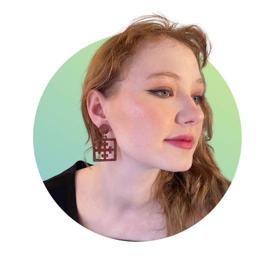 Tiki Chinese Jade Tile Style Breeze Cross Design Block Earrings - (TCJTSBCDBE) - Rockabilly Australia Pty Ltd