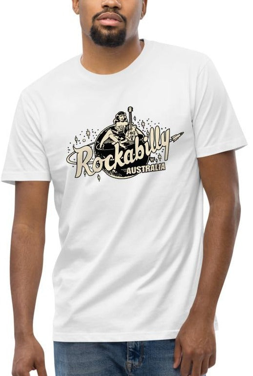"Rockabilly Australia" Printed Unisex Tee with Cream Logo - Rockabilly Australia Pty Ltd