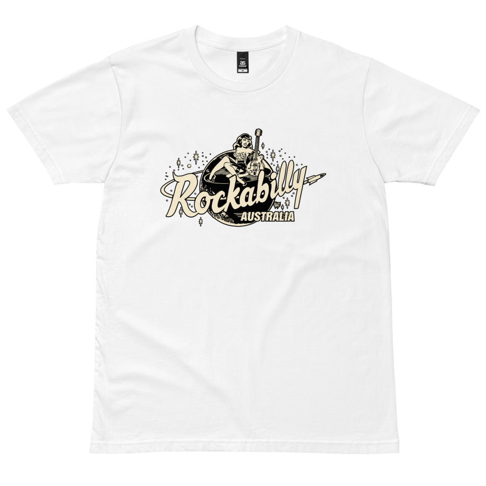 "Rockabilly Australia" Printed Unisex Tee with Cream Logo - Rockabilly Australia Pty Ltd