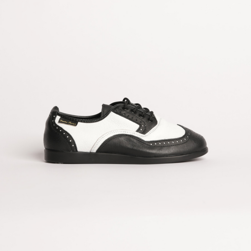 Ladies, Classic, Brogue, Wingtip, Black And White Leather, with Dual Pivot Point, Spin Spots and Ultra flexible Smooth Sole, Dance Shoe - (7821BW-1)