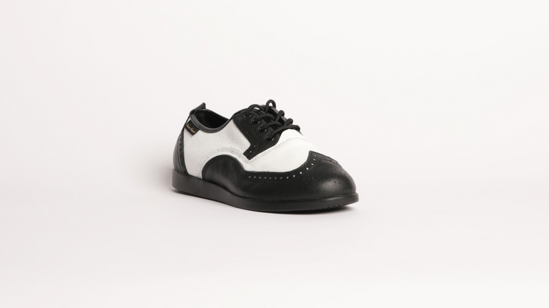 Ladies, Classic, Brogue, Wingtip, Black And White Leather, with Dual Pivot Point, Spin Spots and Ultra flexible Smooth Sole, Dance Shoe - (7821BW-1)
