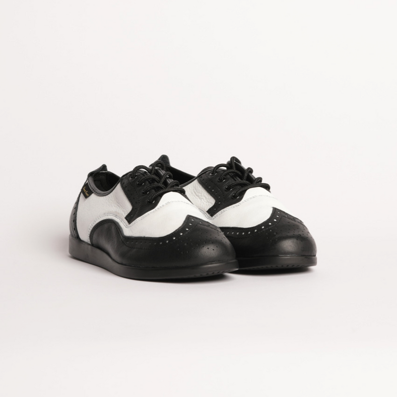 Ladies, Classic, Brogue, Wingtip, Black And White Leather, with Dual Pivot Point, Spin Spots and Ultra flexible Smooth Sole, Dance Shoe - (7821BW-1)