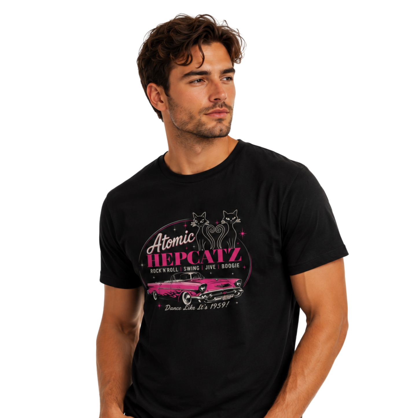 Atomic Hepcatz "Pink Cadillac" Unisex Tee - Rockabilly Australia Pty Ltd