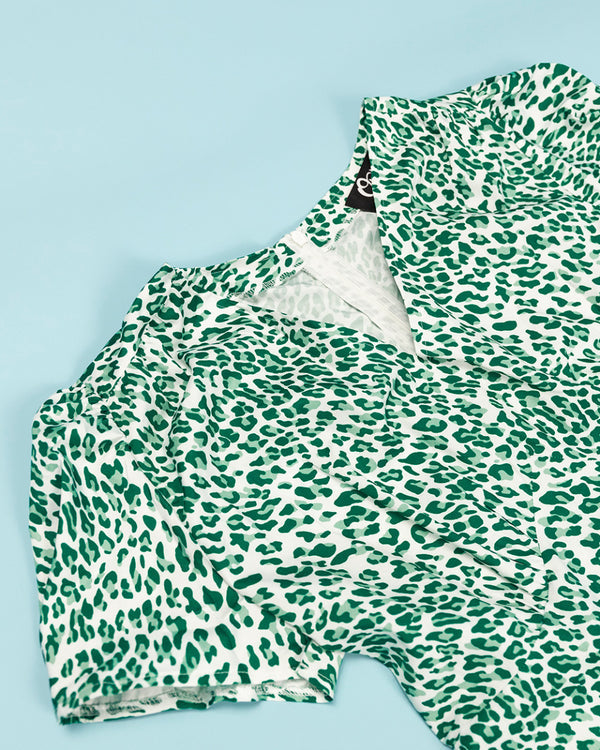Ophia Bubblegum Collection - The Mint Chocolate Leopard Dress - Rockabilly Australia Pty Ltd