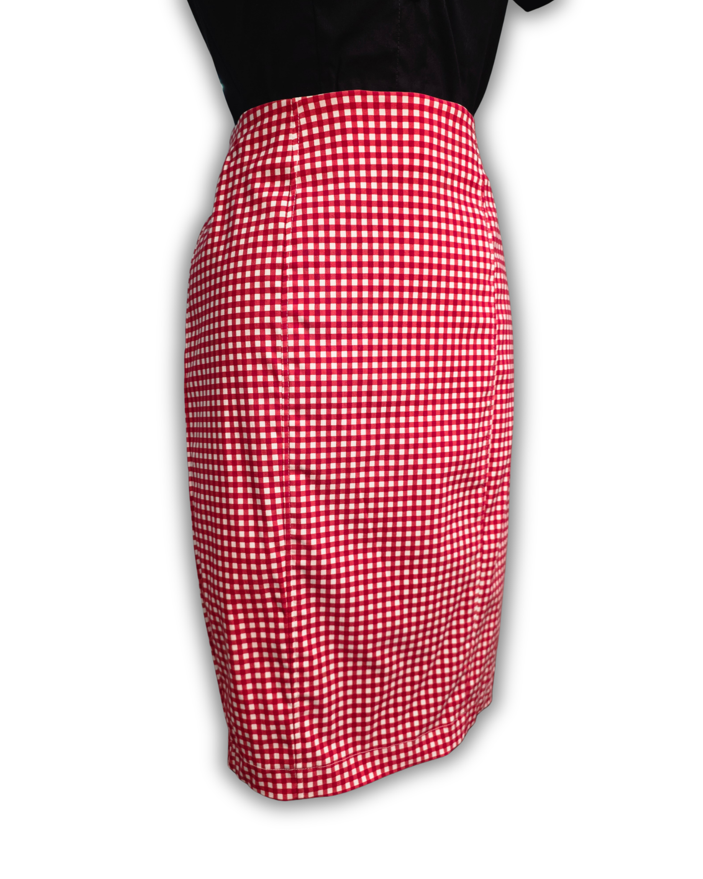 Ruby De Vine ladies pencil skirt handmade on the Gold Coast featuring a 1950s-inspired fitted silhouette with back split and rear zip. Now available on Rockabilly Australia.