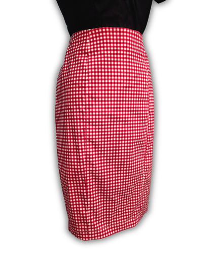 Ruby De Vine ladies pencil skirt handmade on the Gold Coast featuring a 1950s-inspired fitted silhouette with back split and rear zip. Now available on Rockabilly Australia.