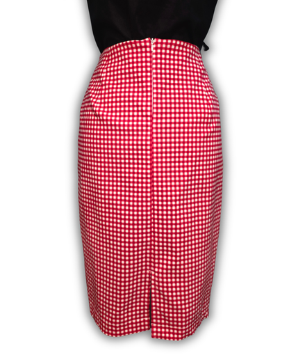 Ruby De Vine ladies pencil skirt handmade on the Gold Coast featuring a 1950s-inspired fitted silhouette with back split and rear zip. Now available on Rockabilly Australia.