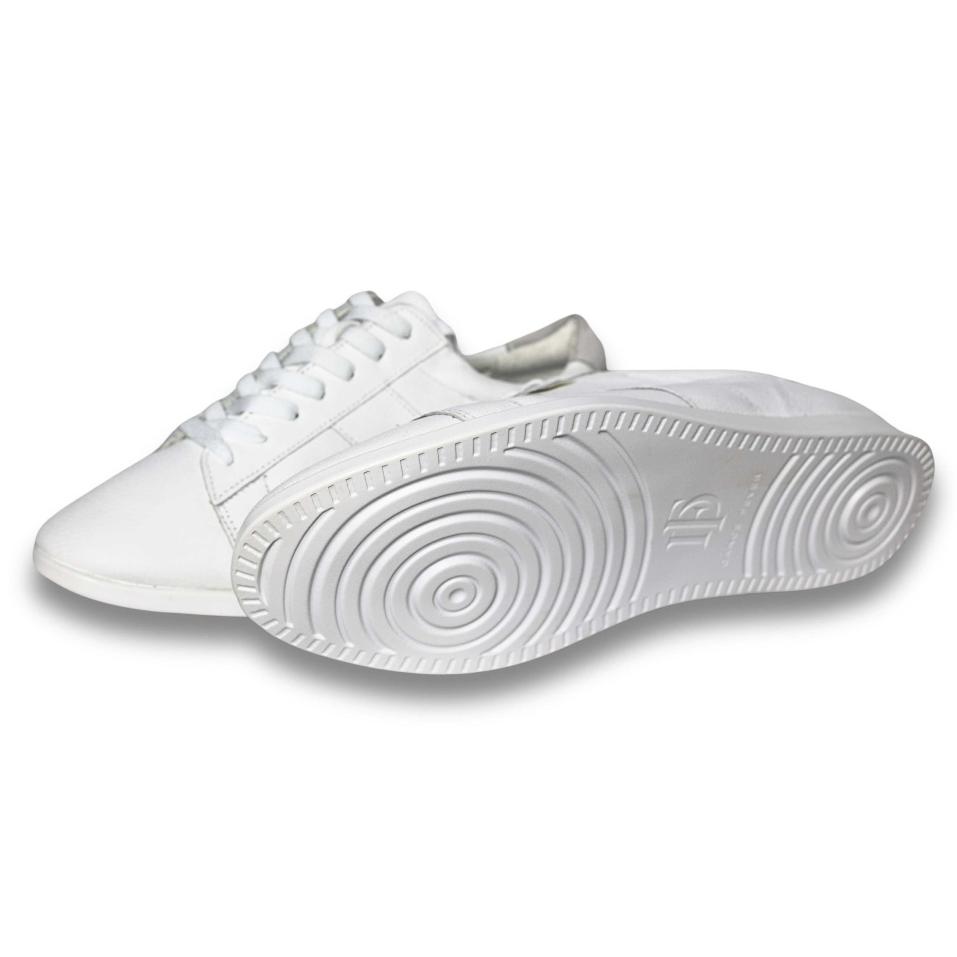 Men's White Leather Dance Sneakers with Dual Pivot Point, Spin Spots & Flexible, Smooth Sole - (2305W) - Rockabilly Australia Pty Ltd