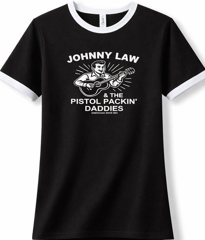 Ladies "Johnny Law" Ringer Tee - Rockabilly Australia Pty Ltd