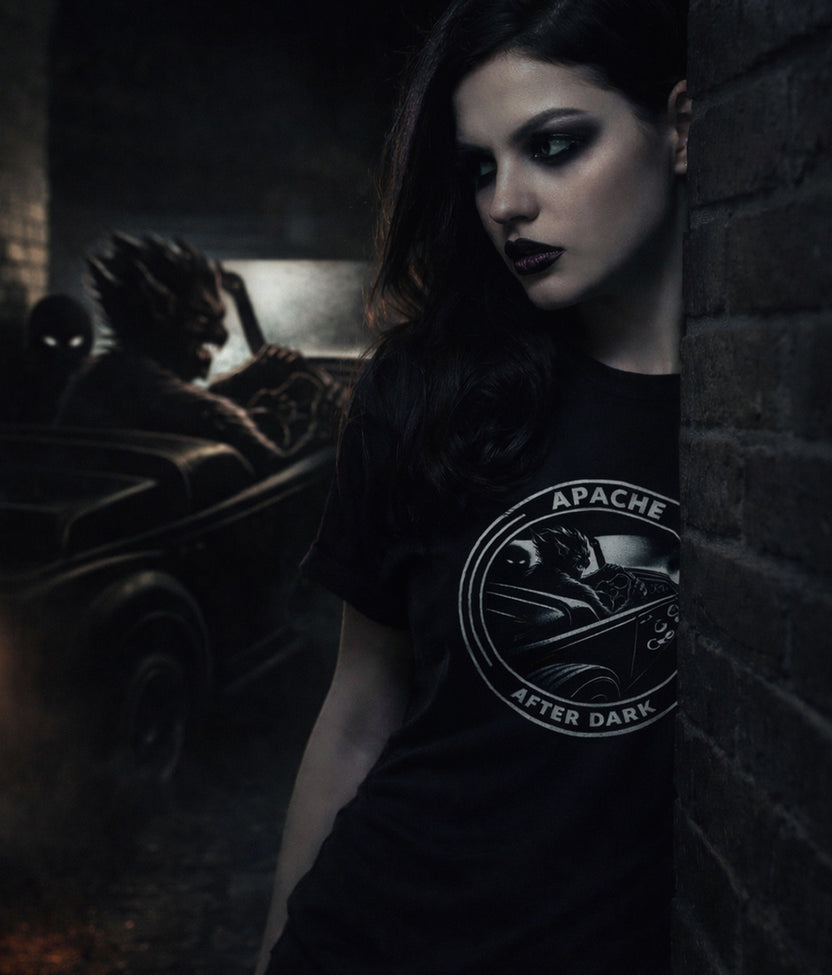 Ladies "Apache After Dark" Tee - Apache Designs - Rockabilly Australia Pty Ltd