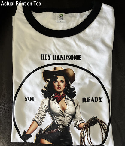 Ladies "Hey Handsome Tee" - Apache Designs - Rockabilly Australia Pty Ltd