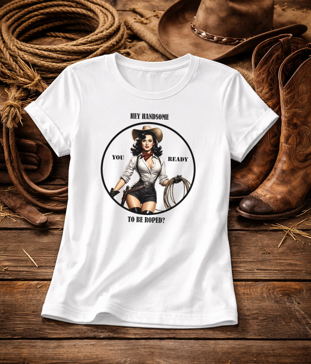 Ladies "Hey Handsome Tee" - Apache Designs - Rockabilly Australia Pty Ltd