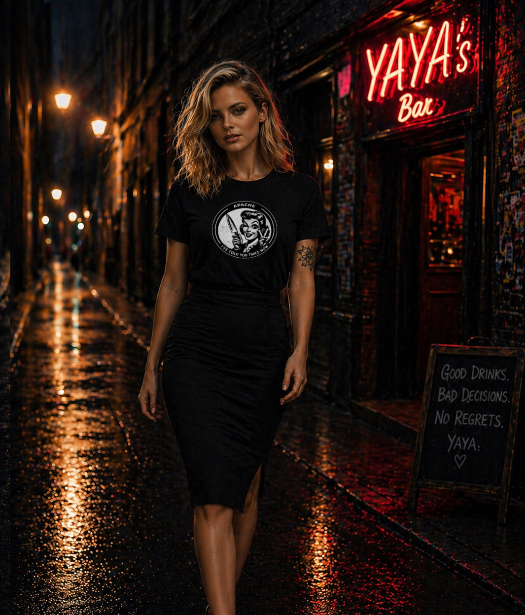 Ladies "I Told You Twice" Tee - Apache Designs - Rockabilly Australia Pty Ltd