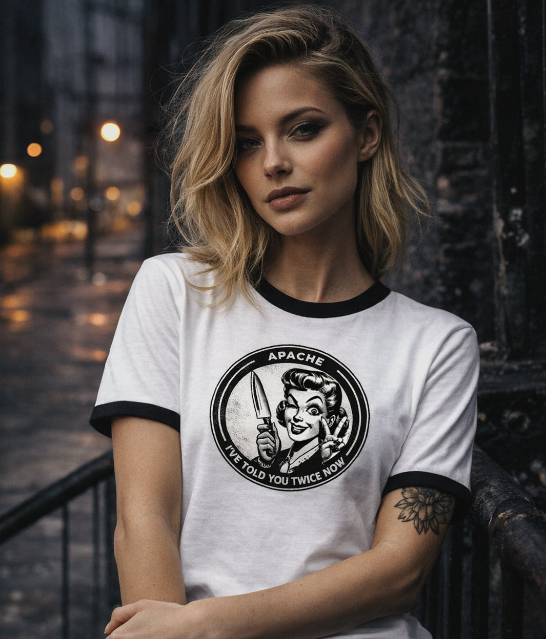 Ladies "I Told You Twice" Tee - Apache Designs - Rockabilly Australia Pty Ltd