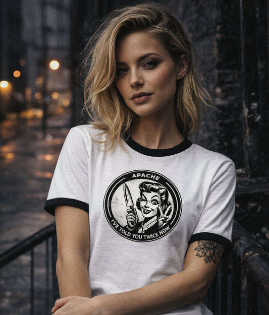 Ladies "I Told You Twice" Tee - Apache Designs - Rockabilly Australia Pty Ltd