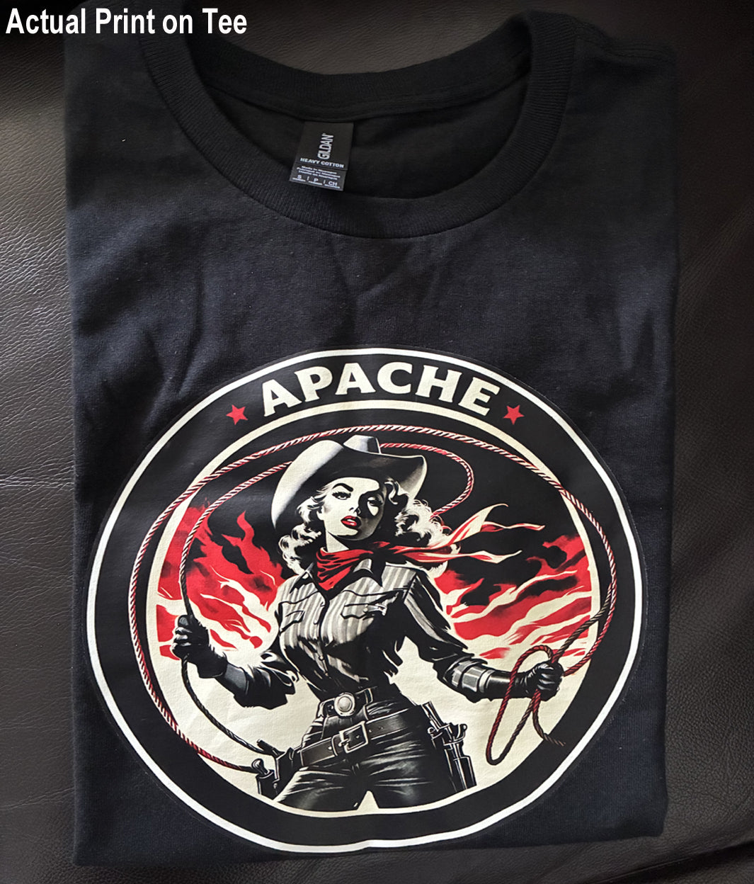Ladies "Ropin' Cowgirl" Tee - Apache Designs - Rockabilly Australia Pty Ltd