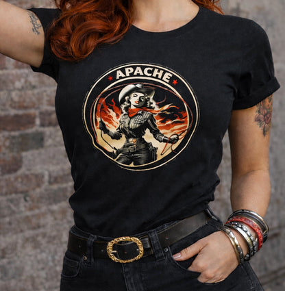Ladies "Ropin' Cowgirl" Tee - Apache Designs - Rockabilly Australia Pty Ltd