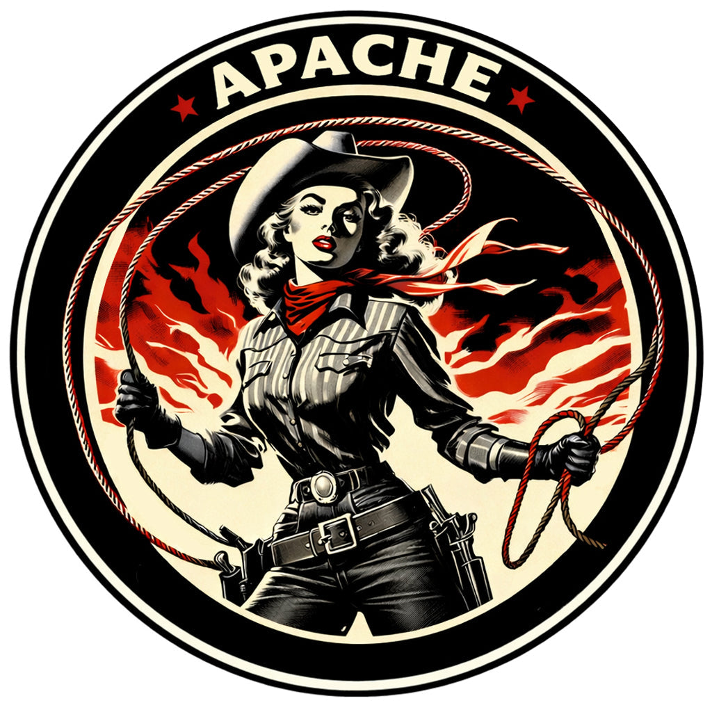 Ladies "Ropin' Cowgirl" Tee - Apache Designs - Rockabilly Australia Pty Ltd