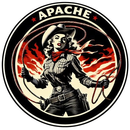 Ladies "Ropin' Cowgirl" Tee - Apache Designs - Rockabilly Australia Pty Ltd
