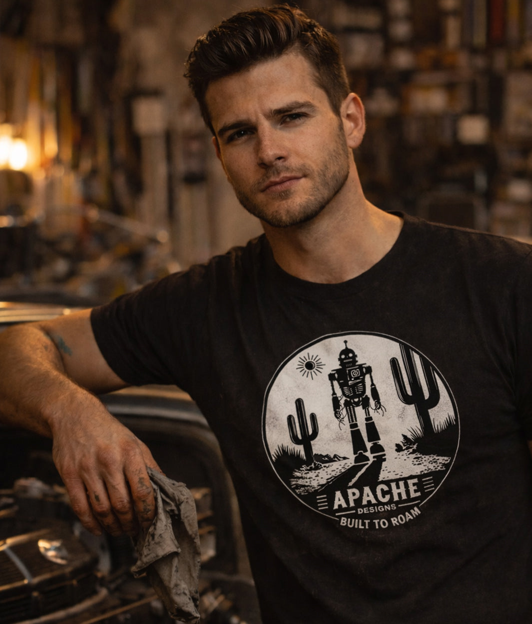 Mens "Built To Roam" Tee - Apache Designs - Rockabilly Australia Pty Ltd