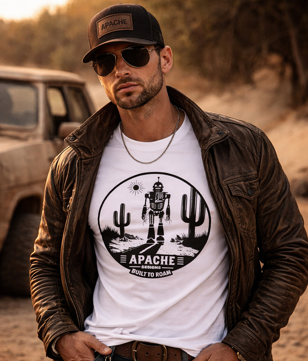 Mens "Built To Roam" Tee - Apache Designs - Rockabilly Australia Pty Ltd