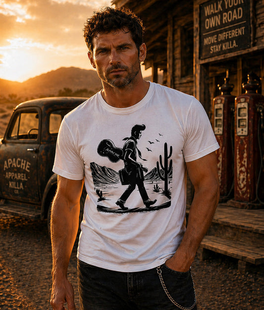 Mens "Six-String Drifter" Tee - Apache Designs - Rockabilly Australia Pty Ltd
