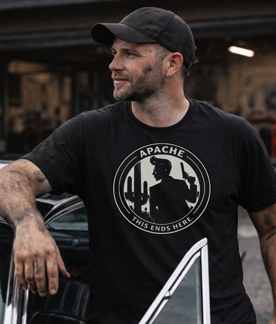 Mens " This Ends Here" tee - Apache Designs - Rockabilly Australia Pty Ltd