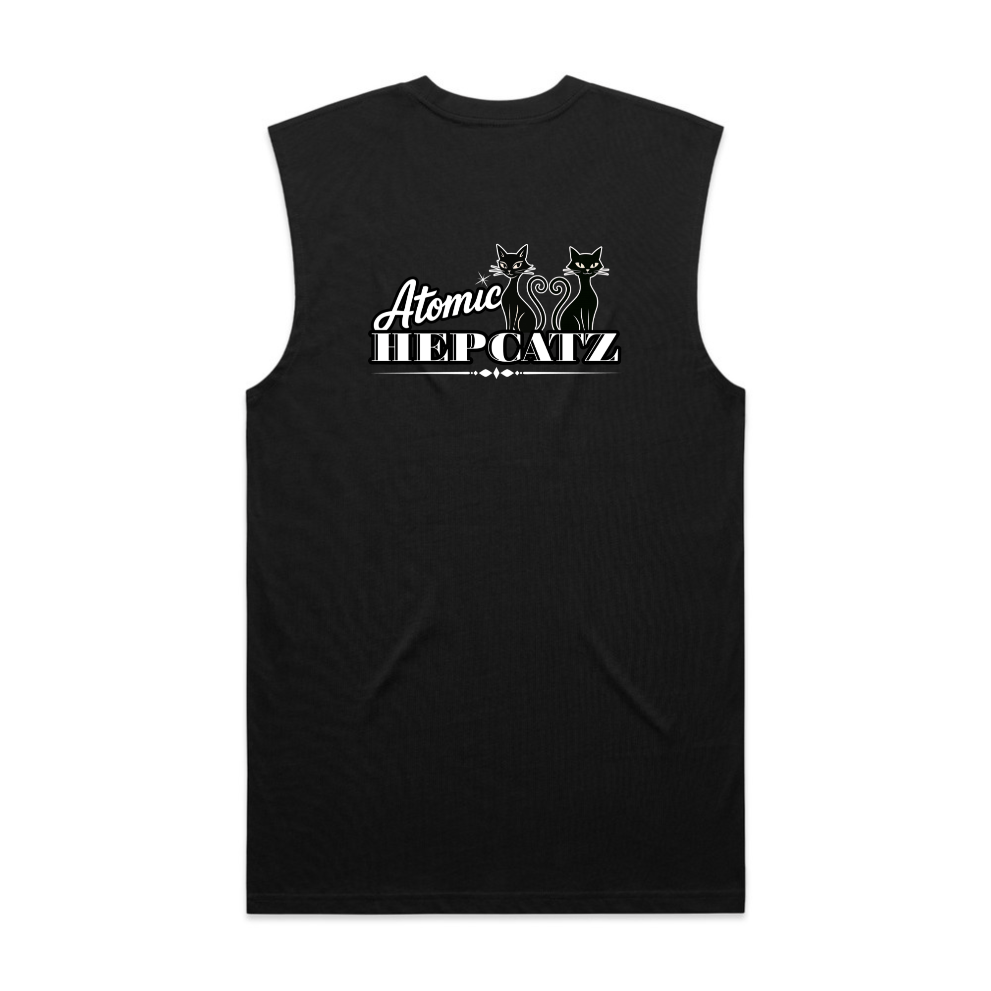 Black Atomic Hepcatz Men’s Crew Tank Top - Rockabilly Australia Pty Ltd