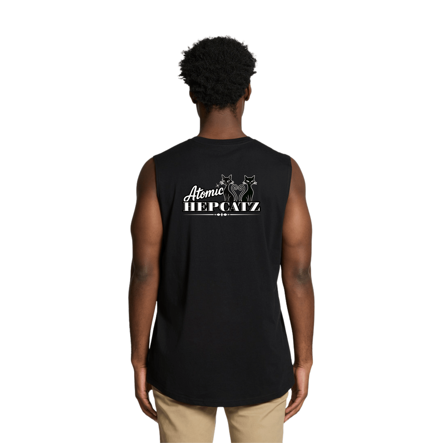 Black Atomic Hepcatz Men’s Crew Tank Top - Rockabilly Australia Pty Ltd