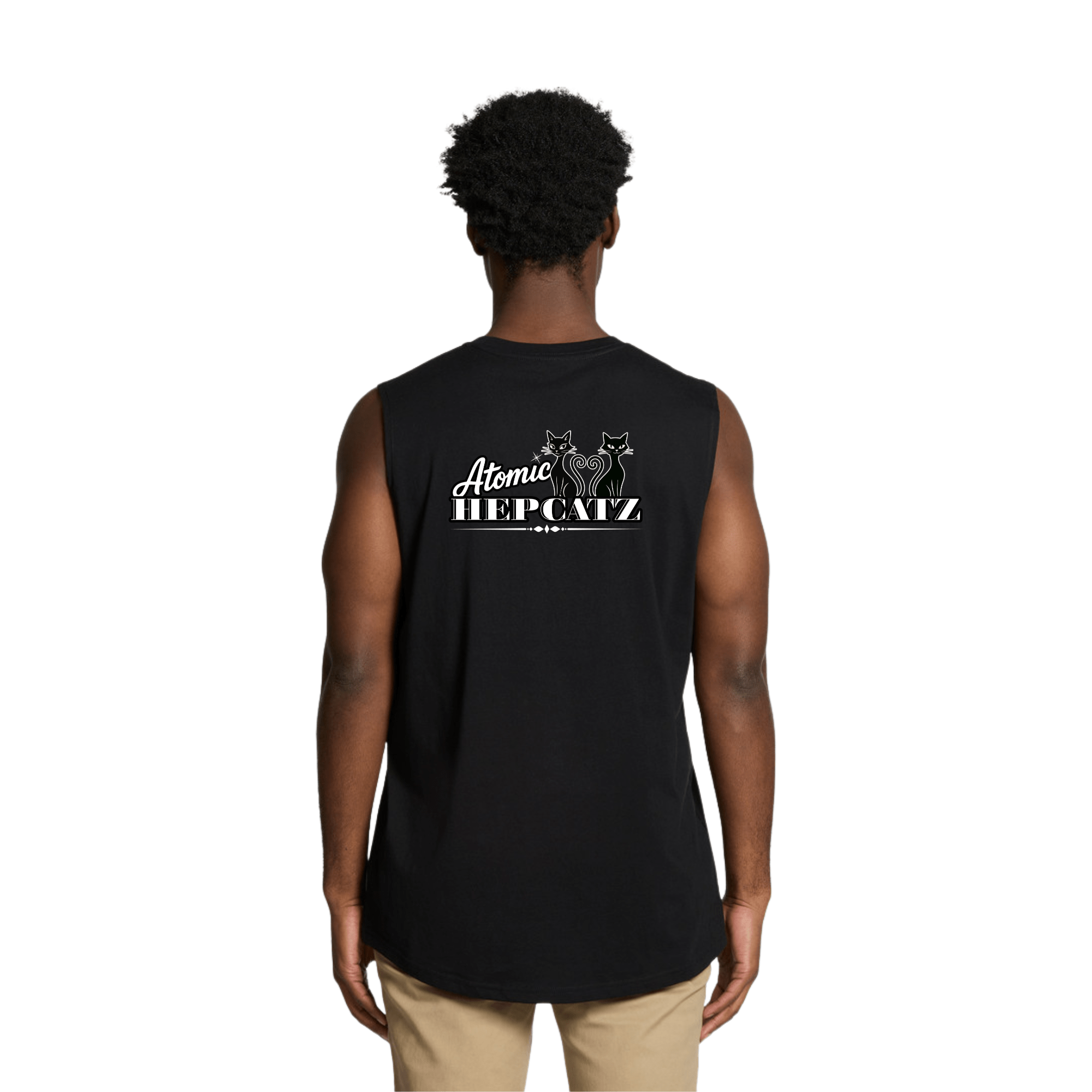 Black Atomic Hepcatz Men’s Crew Tank Top - Rockabilly Australia Pty Ltd