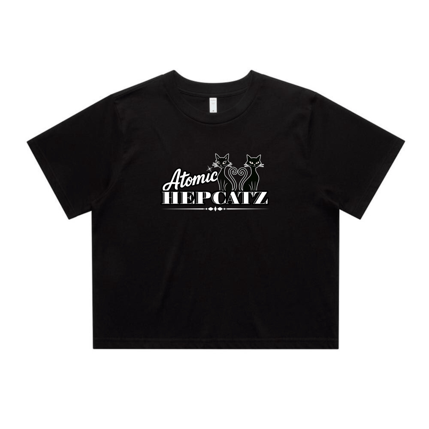 Black Atomic Hepcatz Women’s Crop Tee (4062) - Rockabilly Australia Pty Ltd
