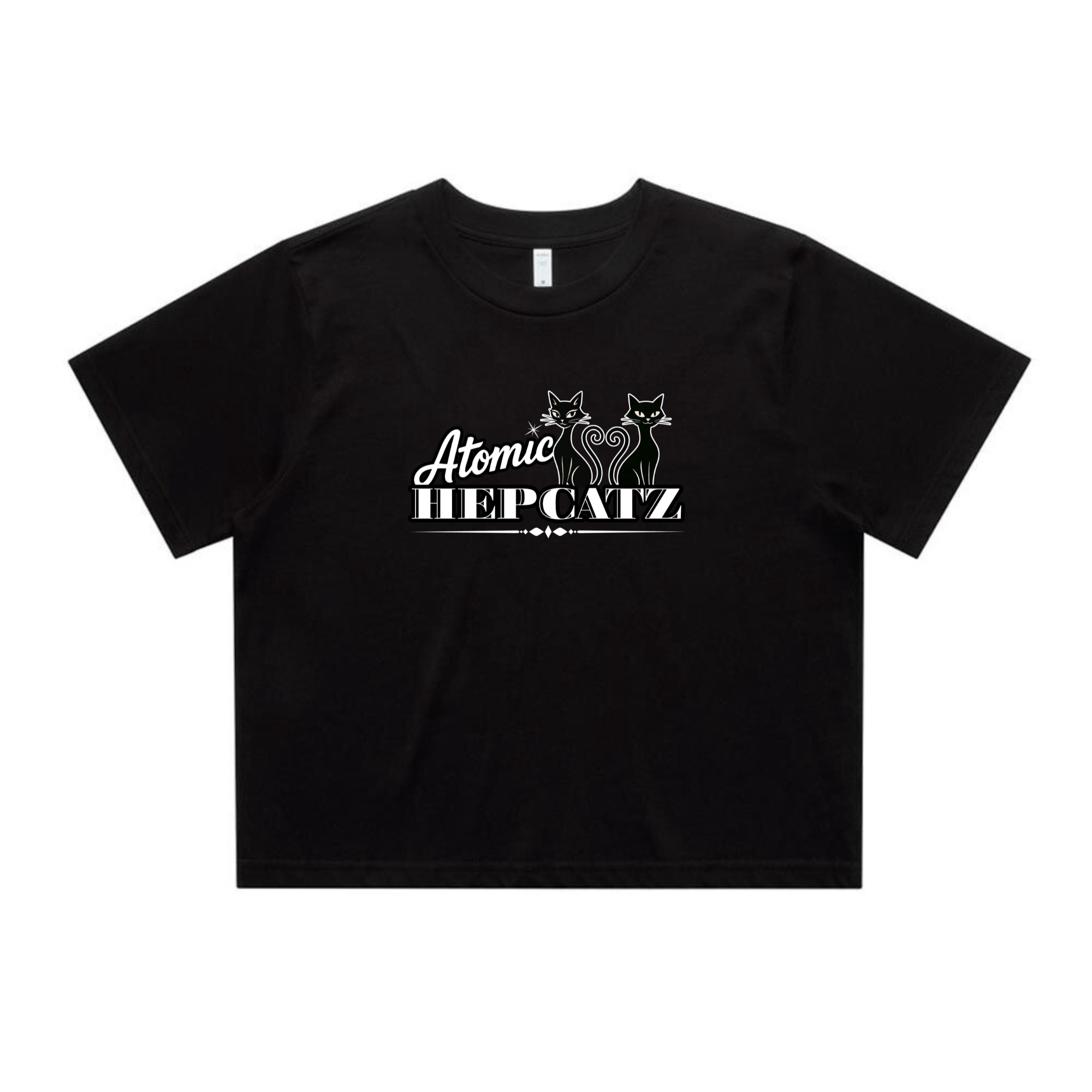Black Atomic Hepcatz Women’s Crop Tee (4062) - Rockabilly Australia Pty Ltd