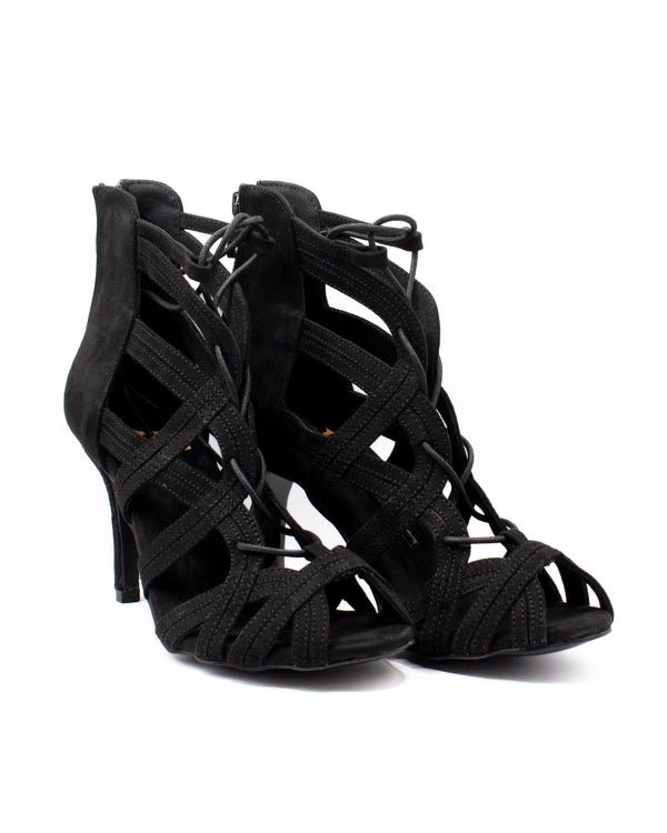 Black Vegan Suede Dance Boots - (KRISTI B - 1) - Rockabilly Australia Pty Ltd
