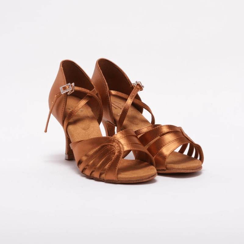 Elegant, Fixed strap Vamp, 2.5 Inch Flared Heel, 2 Way Ankle Strap, Latin Dance Shoe - (1618T) - Rockabilly Australia Pty Ltd