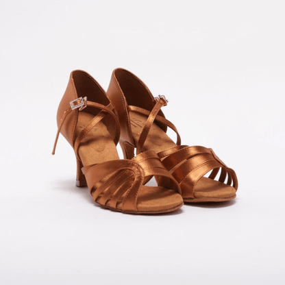 Elegant, Fixed strap Vamp, 2.5 Inch Flared Heel, 2 Way Ankle Strap, Latin Dance Shoe - (1618T) - Rockabilly Australia Pty Ltd